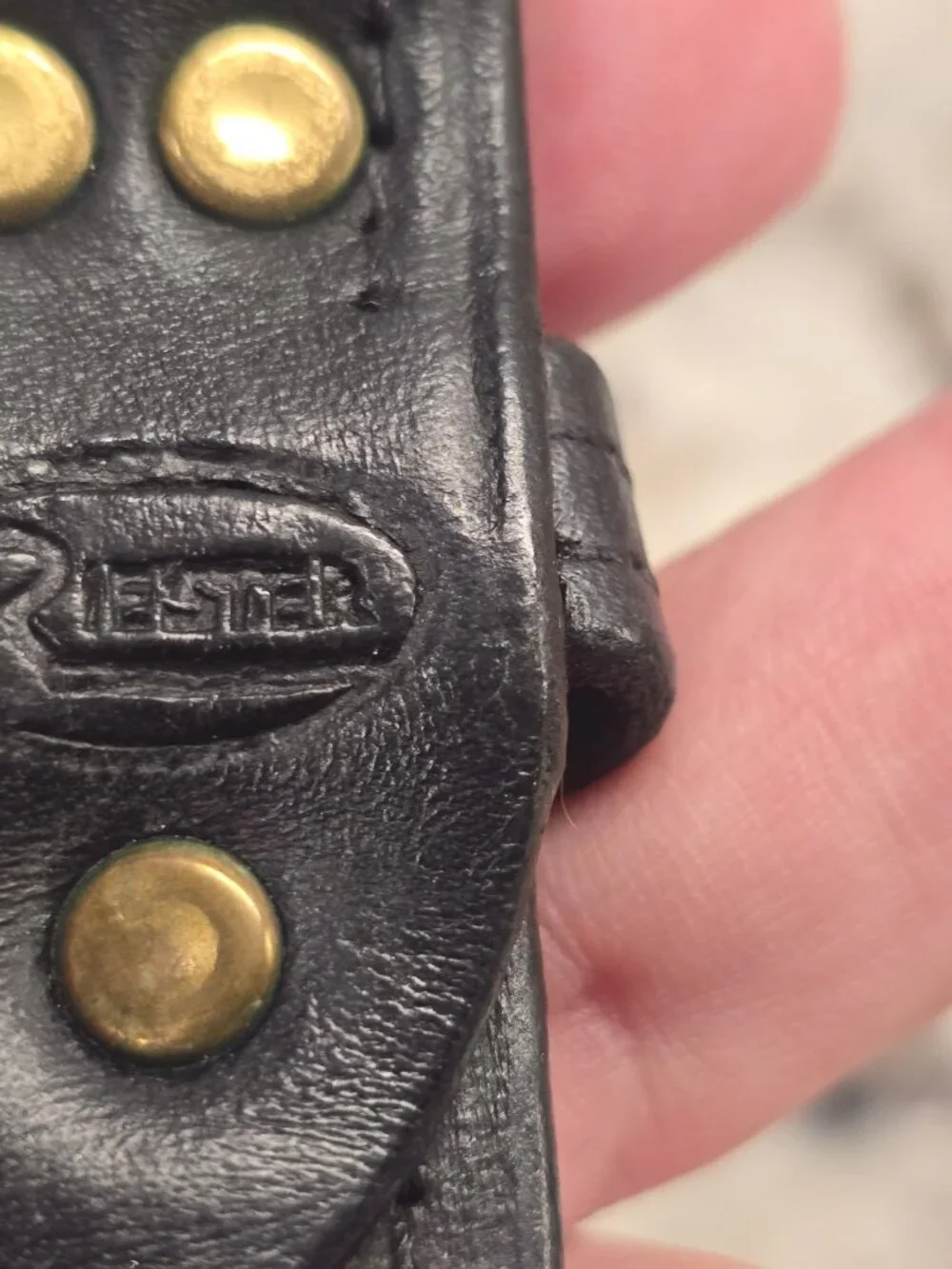 Vintage Riester Personalized CHA Leather Belt Brass Buckle 43
